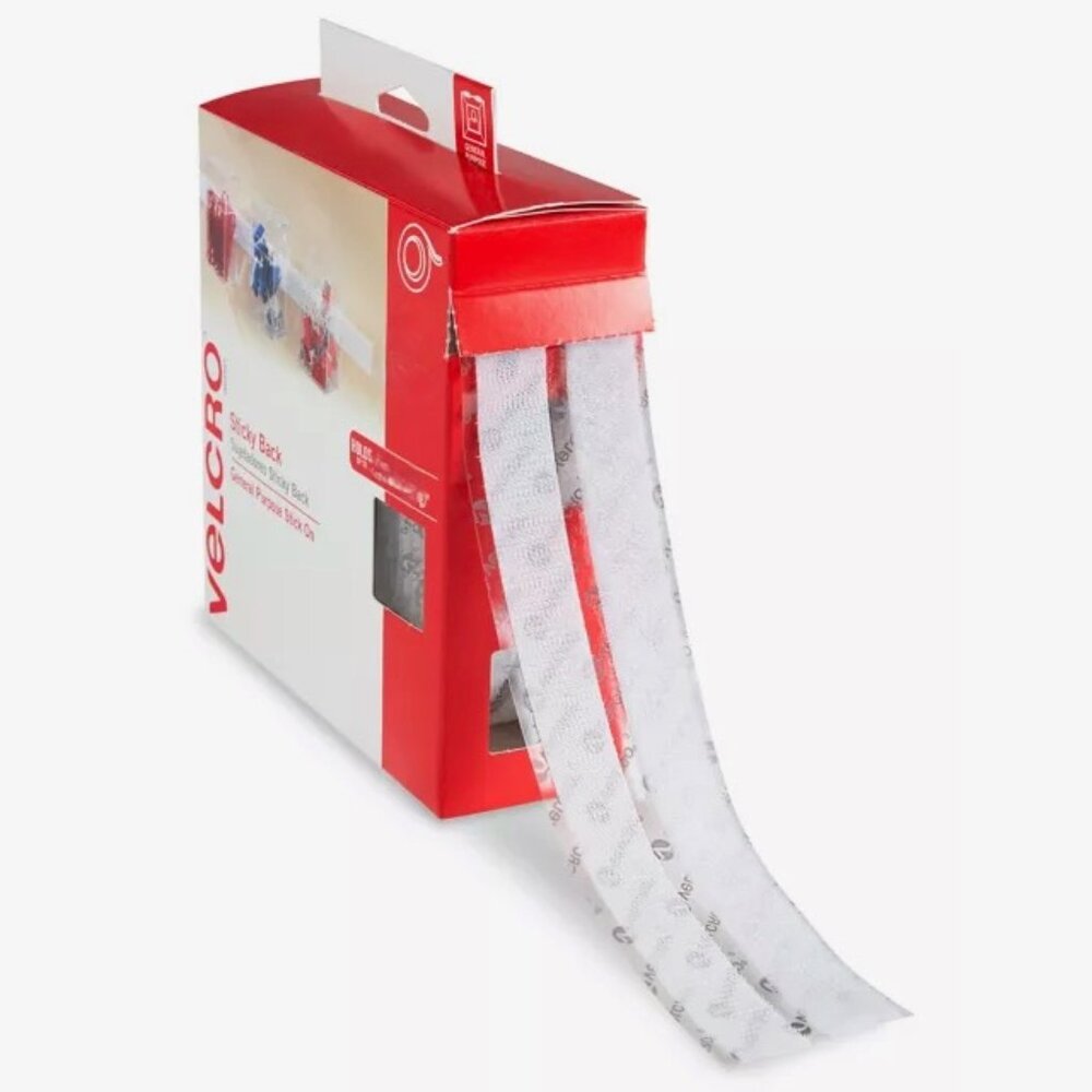Velcro® Brand Hook and Loop Combo Adhesive Strips Roll Pack  1.5" x 51' White